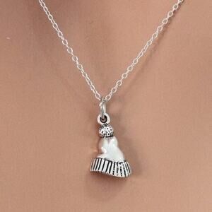 Sterling Silver Oxidized Winter Hat Charm Necklace